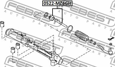 Febest 0522-MZ6GH - Aksiālais šarnīrs, Stūres šķērsstiepnis autodraugiem.lv