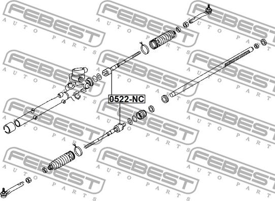 Febest 0522-NC - Aksiālais šarnīrs, Stūres šķērsstiepnis autodraugiem.lv