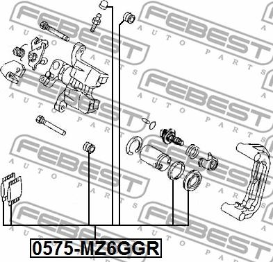 Febest 0575-MZ6GGR - Remkomplekts, Bremžu suports autodraugiem.lv