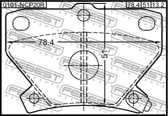 Febest 0101-NCP20R - Bremžu uzliku kompl., Disku bremzes autodraugiem.lv