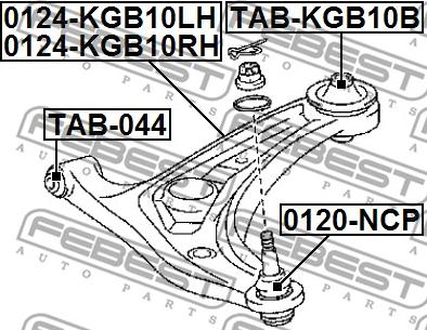 Febest TAB-KGB10B - Piekare, Šķērssvira autodraugiem.lv