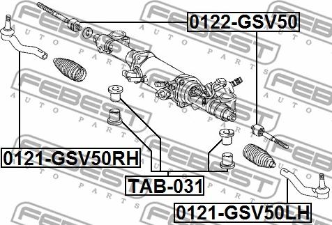 Febest 0122-GSV50 - Aksiālais šarnīrs, Stūres šķērsstiepnis autodraugiem.lv