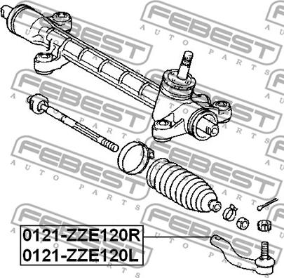 Febest 0121-ZZE120L - Stūres šķērsstiepņa uzgalis autodraugiem.lv