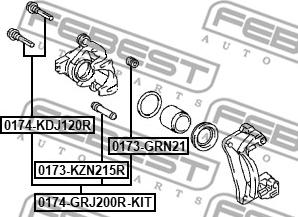 Febest 0174-GRJ200R-KIT - Vadīkla, Bremžu suports autodraugiem.lv