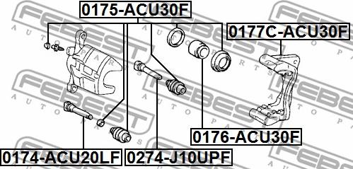 Febest 0176-ACU30F - Virzulis, Bremžu suports autodraugiem.lv