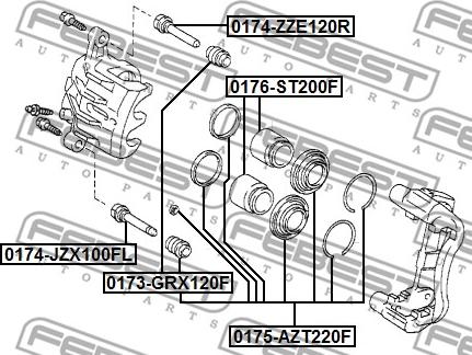 Febest 0175-AZT220F - Remkomplekts, Bremžu suports autodraugiem.lv