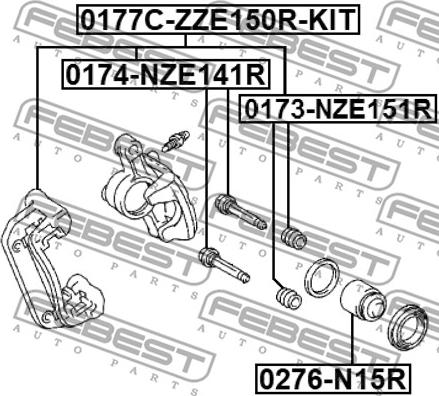 Febest 0177C-ZZE150R-KIT - Bremžu suporta skavas stipr. korpusa kompl. autodraugiem.lv