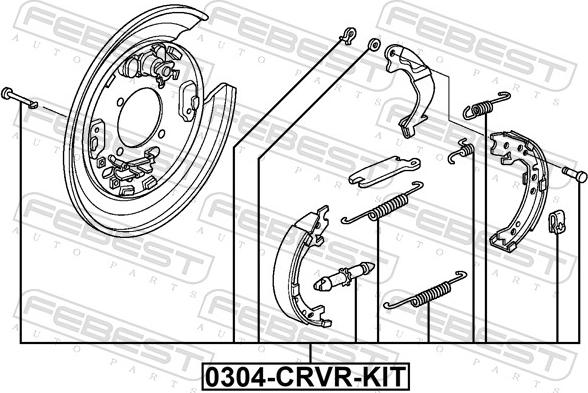 Febest 0304-CRVR-KIT - Piederumu komplekts, Stāvbremzes mehānisma bremžu loks autodraugiem.lv