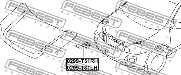 Febest 0299-T31RH - Šarnīrs, Motora pārsegs autodraugiem.lv