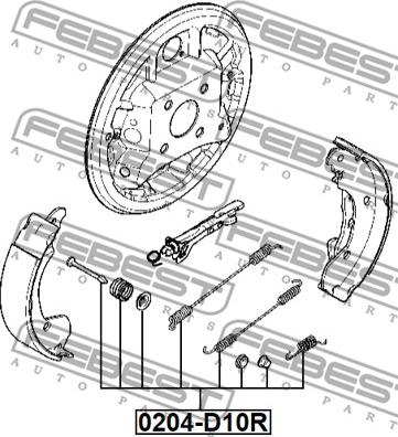 Febest 0204-D10R-KIT - Piederumu komplekts, Stāvbremzes mehānisma bremžu loks autodraugiem.lv