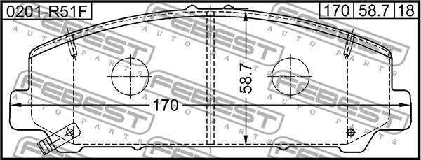 Febest 0201-R51F - Bremžu uzliku kompl., Disku bremzes autodraugiem.lv