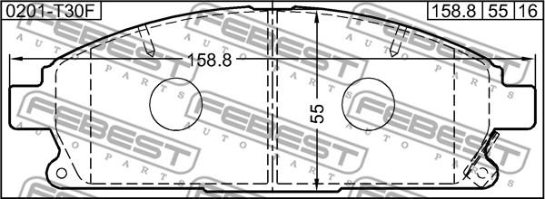 Febest 0201-T30F - Bremžu uzliku kompl., Disku bremzes autodraugiem.lv