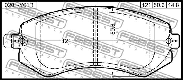 Febest 0201-Y61R - Bremžu uzliku kompl., Disku bremzes autodraugiem.lv