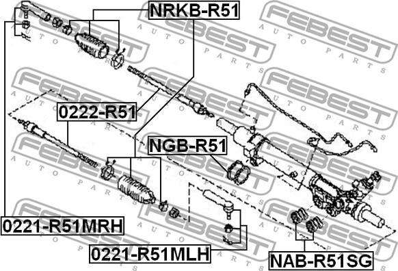 Febest NRKB-R51 - Putekļusargs, Stūres iekārta autodraugiem.lv