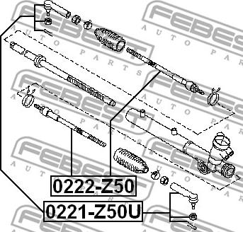 Febest 0222-Z50 - Aksiālais šarnīrs, Stūres šķērsstiepnis autodraugiem.lv