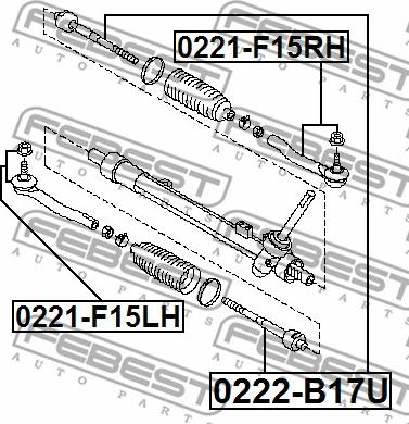 Febest 0222-B17U - Aksiālais šarnīrs, Stūres šķērsstiepnis autodraugiem.lv