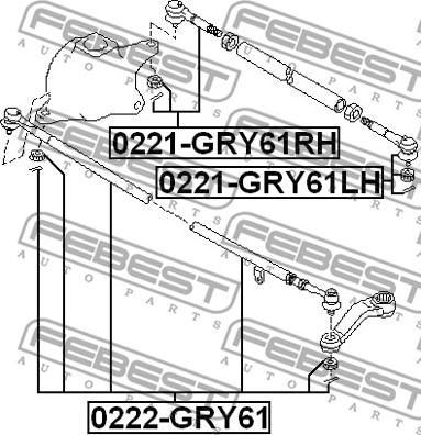 Febest 0222-GRY61 - Aksiālais šarnīrs, Stūres šķērsstiepnis autodraugiem.lv