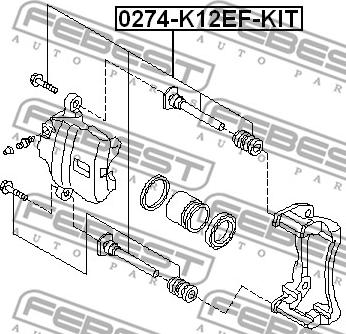 Febest 0274-K12EF-KIT - Vadīkla, Bremžu suports autodraugiem.lv