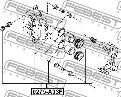 Febest 0275-A33F - Remkomplekts, Bremžu suports autodraugiem.lv