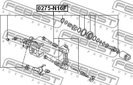 Febest 0275-N16F - Remkomplekts, Bremžu suports autodraugiem.lv