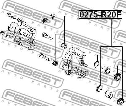 Febest 0275-R20F - Remkomplekts, Bremžu suports autodraugiem.lv
