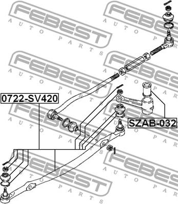 Febest 0722-SV420 - Aksiālais šarnīrs, Stūres šķērsstiepnis autodraugiem.lv