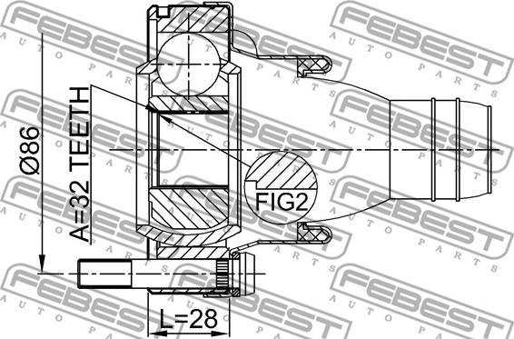 Febest 1911-X5SHA - Šarnīrs, Garenvārpsta autodraugiem.lv