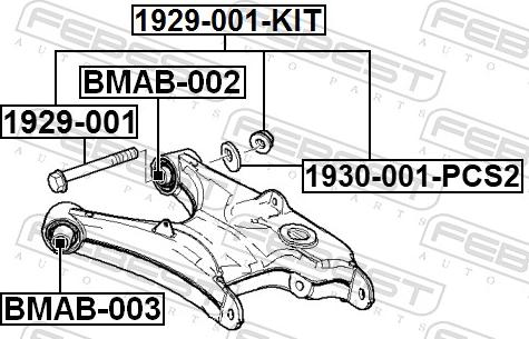 Febest 1929-001-KIT - Riteņu sagāzuma regulēšanas skrūve autodraugiem.lv