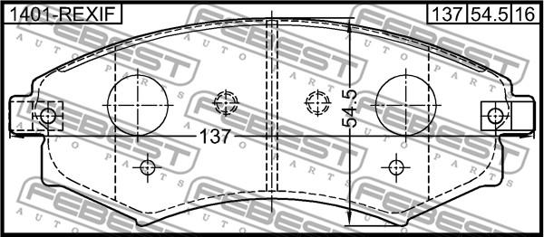 Febest 1401-REXIF - Bremžu uzliku kompl., Disku bremzes autodraugiem.lv