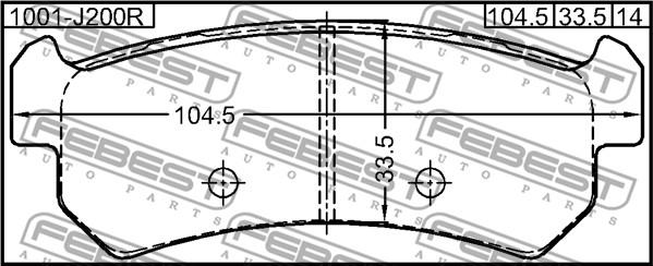 Febest 1001-J200R - Bremžu uzliku kompl., Disku bremzes autodraugiem.lv