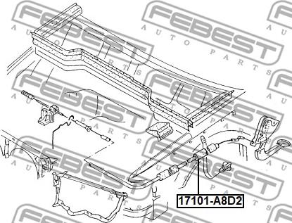 Febest 17101-A8D2 - Motora pārsega slēdzenes trose autodraugiem.lv