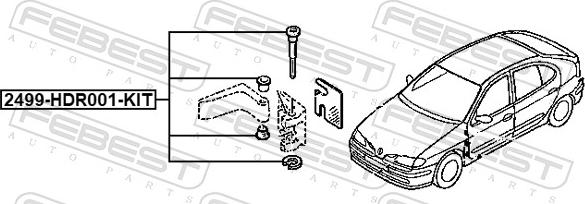 Febest 2499-HDR001-KIT - Montāžas komplekts, Durvis autodraugiem.lv