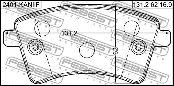Febest 2401-KANIIF - Bremžu uzliku kompl., Disku bremzes autodraugiem.lv
