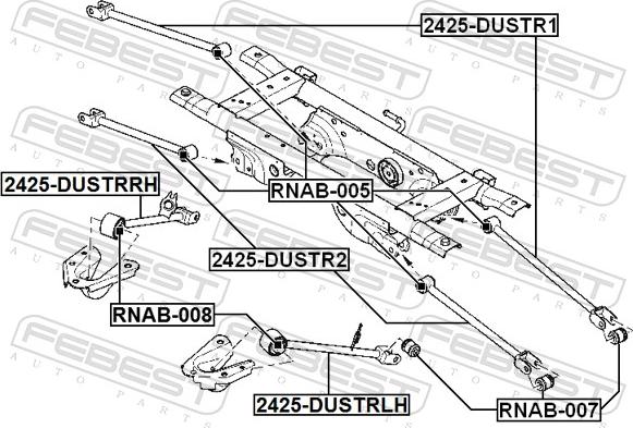 Febest 2425-DUSTRRH - Neatkarīgās balstiekārtas svira, Riteņa piekare autodraugiem.lv