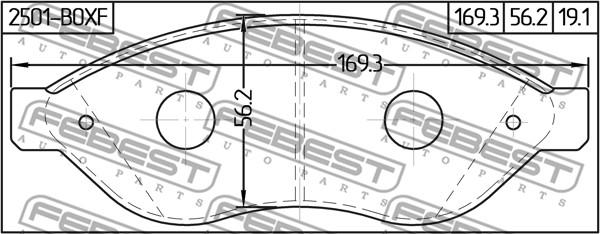 Febest 2501-BOXF - Bremžu uzliku kompl., Disku bremzes autodraugiem.lv