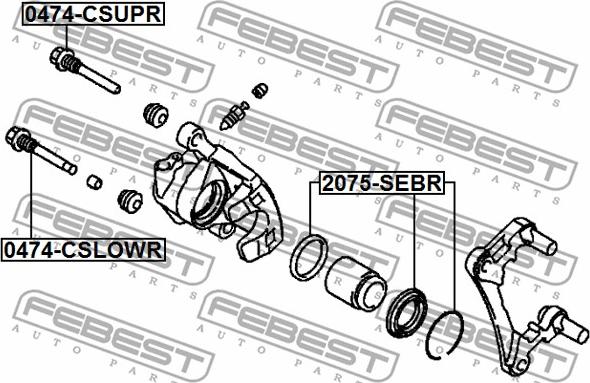 Febest 2075-SEBR - Remkomplekts, Bremžu suports autodraugiem.lv