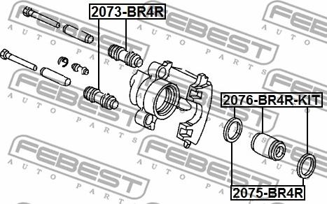 Febest 2075-BR4R - Remkomplekts, Bremžu suports autodraugiem.lv