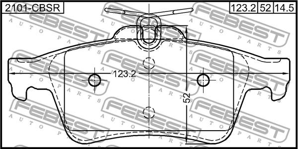 Febest 2101-CBSR - Bremžu uzliku kompl., Disku bremzes autodraugiem.lv