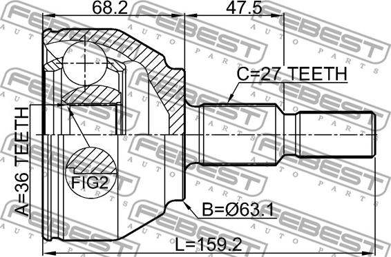 Febest 2110-KUGTD - Šarnīru komplekts, Piedziņas vārpsta autodraugiem.lv