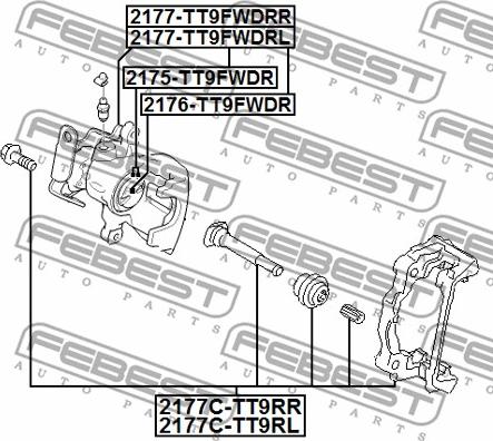 Febest 2175-TT9FWDR - Remkomplekts, Bremžu suports autodraugiem.lv