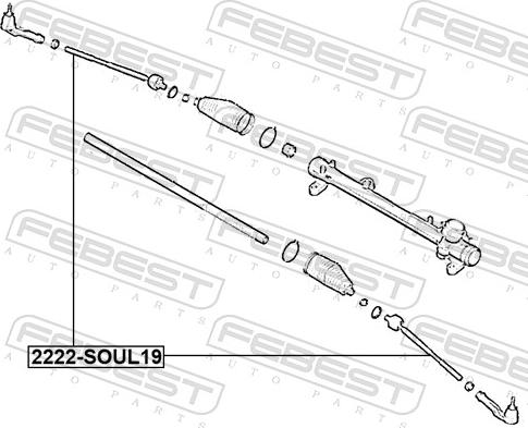 Febest 2222-SOUL19 - Aksiālais šarnīrs, Stūres šķērsstiepnis autodraugiem.lv