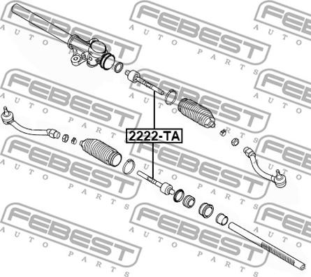 Febest 2222-TA - Aksiālais šarnīrs, Stūres šķērsstiepnis autodraugiem.lv