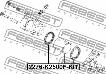 Febest 2276-K2500F-KIT - Remkomplekts, Bremžu suports autodraugiem.lv