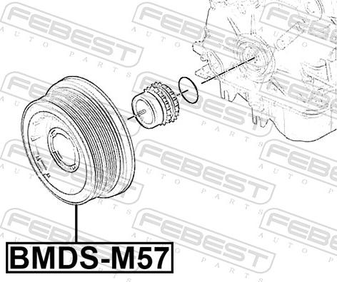 Febest BMDS-M57 - Piedziņas skriemelis, Kloķvārpsta autodraugiem.lv