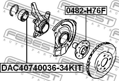 Febest DAC40740036-34KIT - Riteņa rumbas gultnis autodraugiem.lv