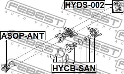 Febest HYDS-002 - Šarnīrs, Garenvārpsta autodraugiem.lv