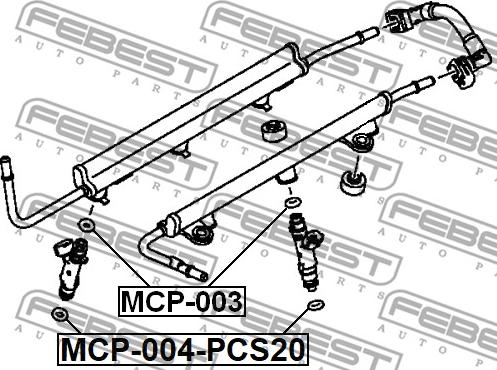 Febest MCP-004-PCS20 - Blīvgredzens, Iesmidzināšanas sprausla autodraugiem.lv