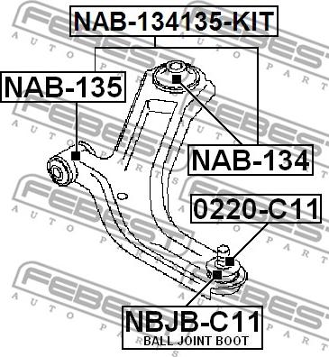 Febest NAB-134135-KIT - Piekare, Šķērssvira autodraugiem.lv