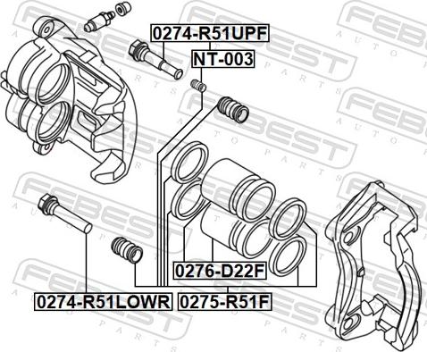 Febest NT-003 - Piederumu komplekts, Bremžu suports autodraugiem.lv