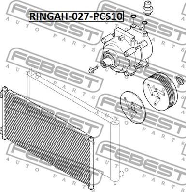 Febest RINGAH-027-PCS10 - Blīvgredzens, Gaisa kondicioniera cauruļvads autodraugiem.lv